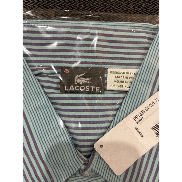 Lacoste Short Sleeve Button Down Men’s Dress Shirt With Pocket Size 42 NWT! - Picture 3 of 4